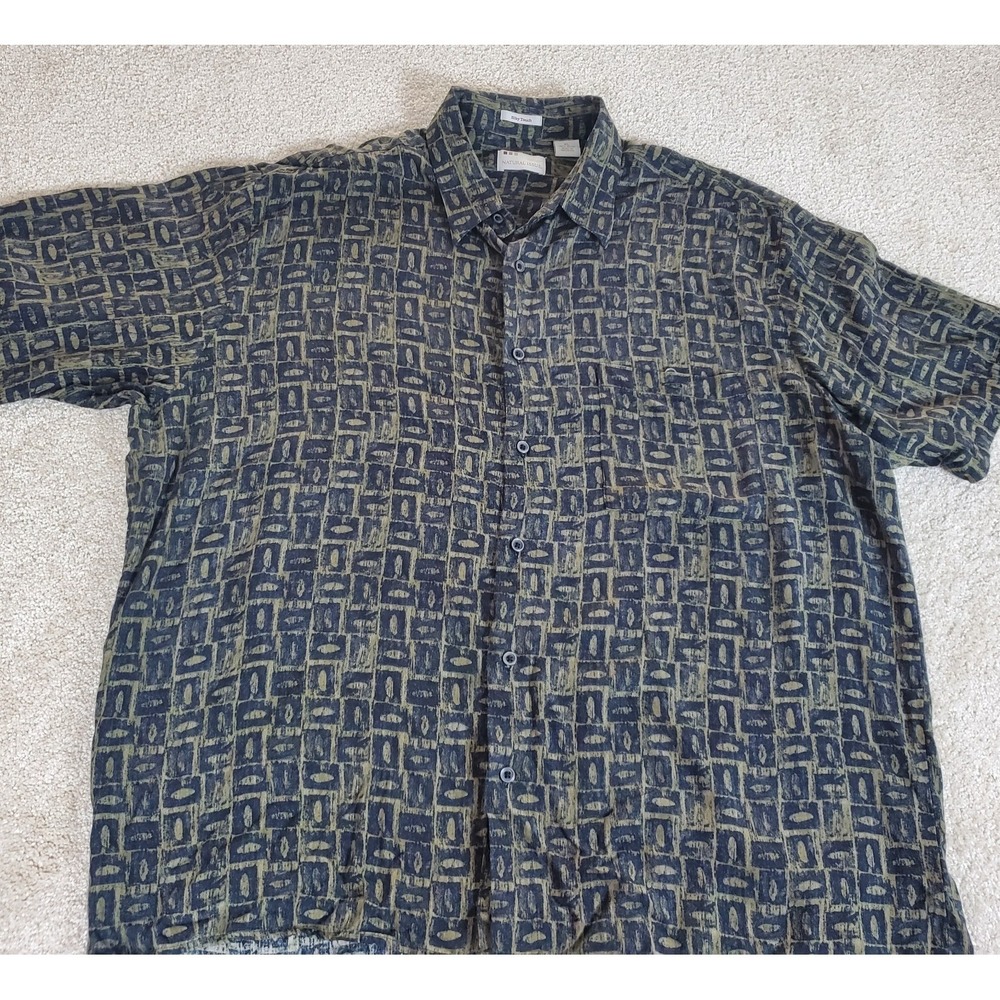 Natural‎ Issue Men's Button Up Shirt SZ XL Black Brown Geometric Short Sleeve